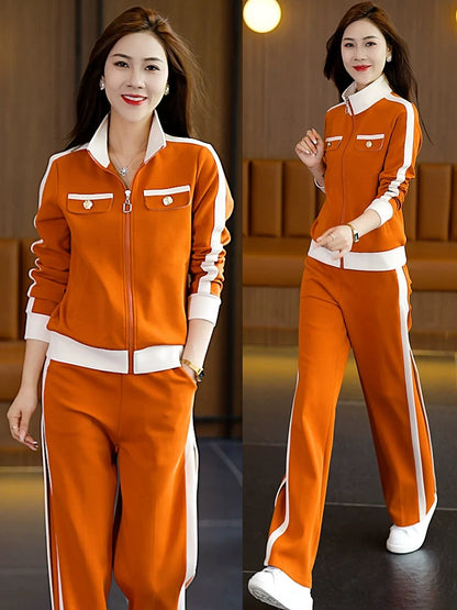 High-end trendy brand sweatshirt sportswear suit for women 2024 spring and autumn new slimming and age-reducing street casual two-piece set
