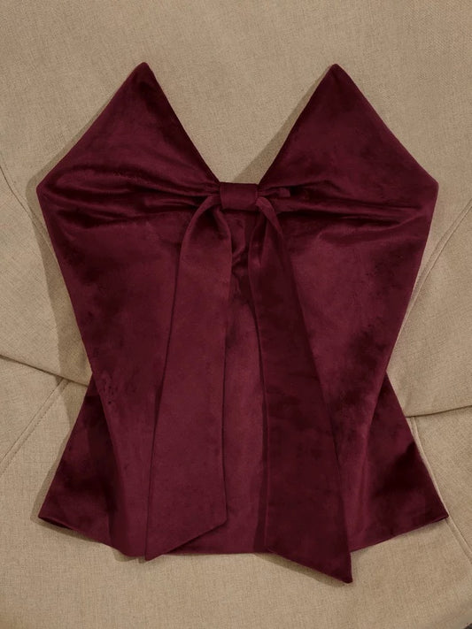 Colorful French retro bow camisole women's inner wear and outer wear design niche slim slimming top trendy
