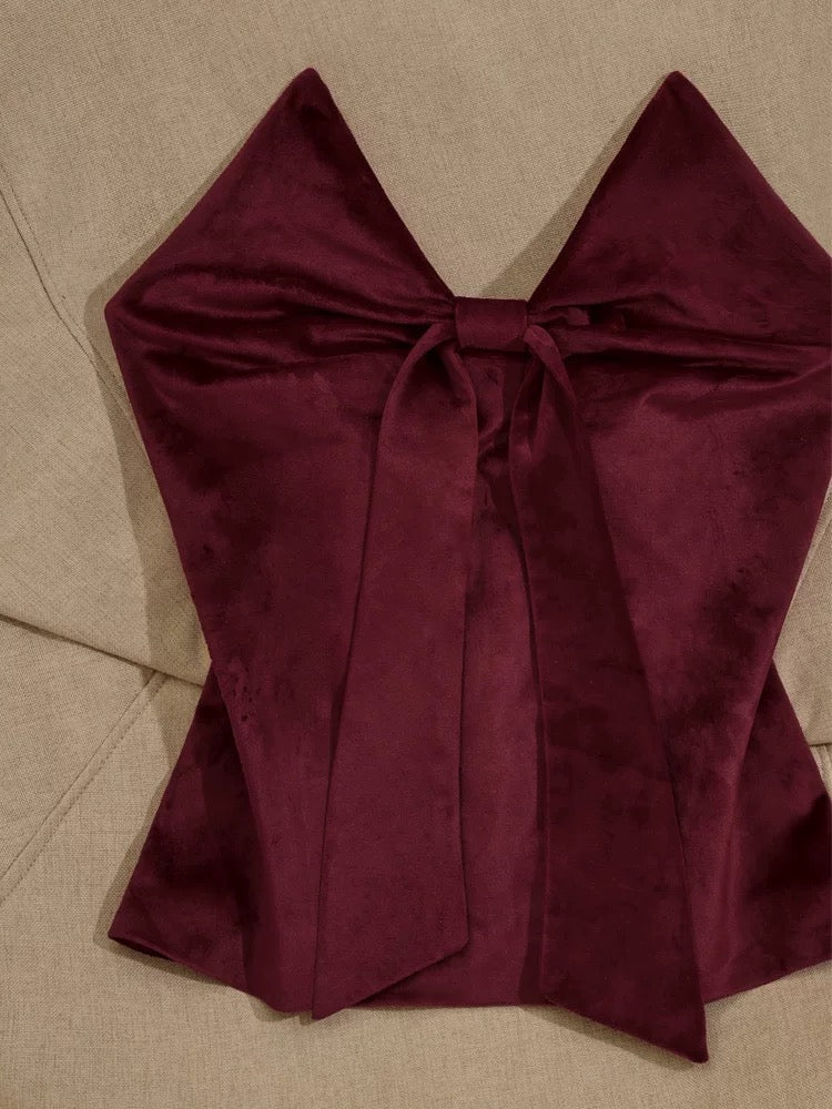 Colorful French retro bow camisole women's inner wear and outer wear design niche slim slimming top trendy