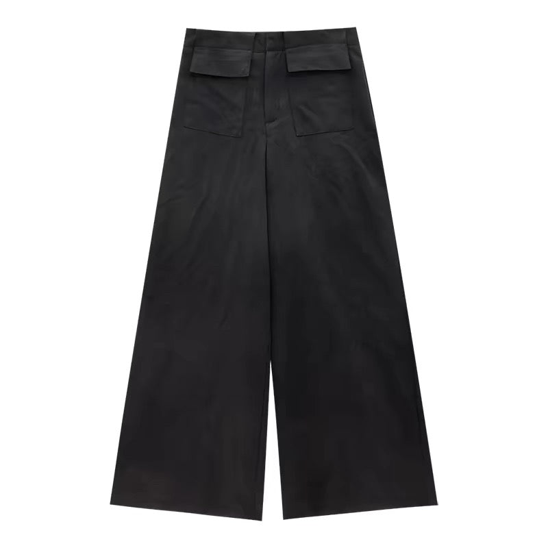 ABWLR Fashion Editor - Original White Simple Wide-Leg Casual Pants, Flowy, Loose, Slimming, Floor-Length Pants