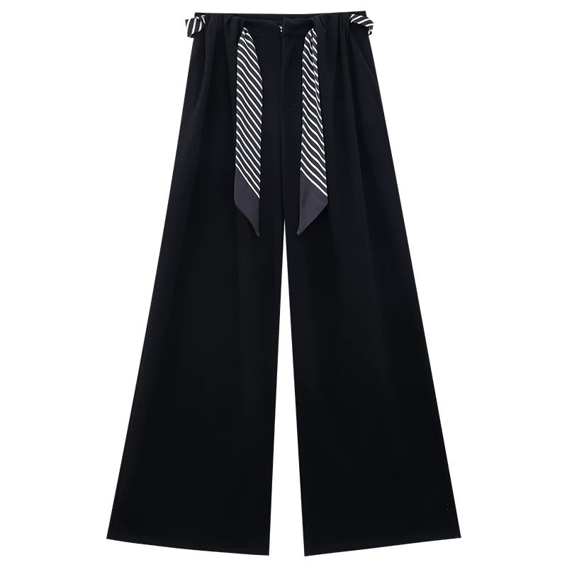 ABWEAR Seit Art - Original White High-End Casual Pants for Women, Spring/Summer 2026, Straight Leg, Loose Fit, Wide Leg