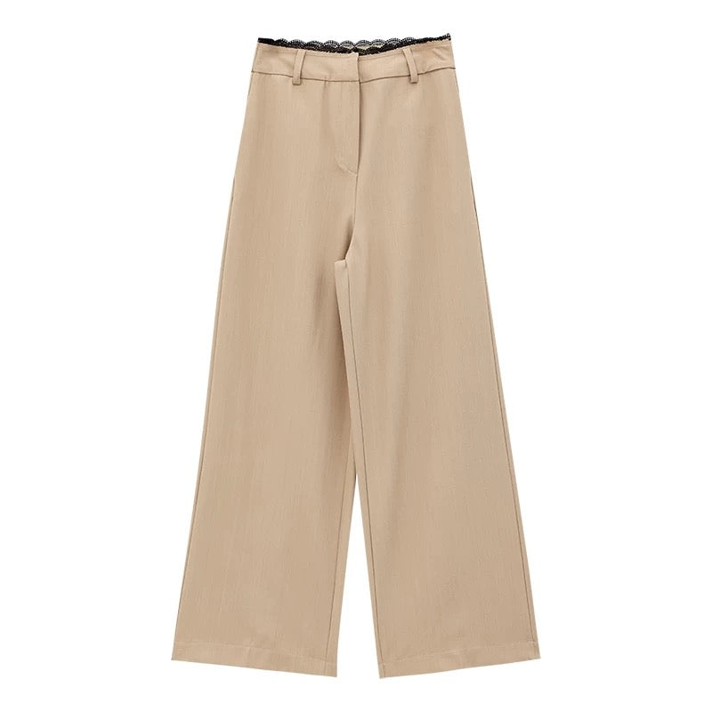 ABWLR Senior Money - Original Gray Minimalist Straight Leg Trousers for Women, Loose Fit, Slimming, Versatile Casual Pants