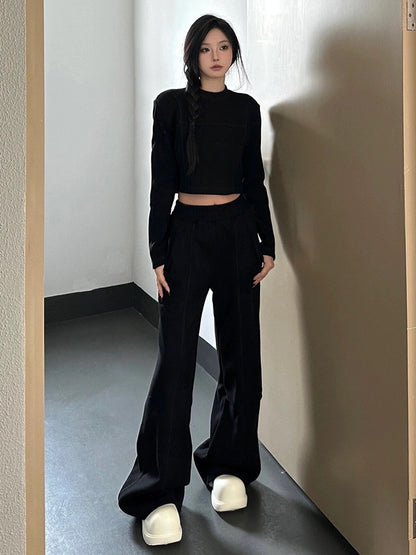 High-end slim casual knitted sweatshirt sports suit for women autumn and winter 2024 new Korean style lazy style two-piece set