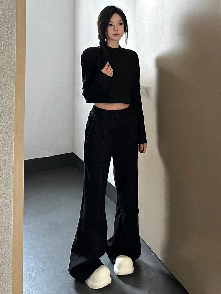 High-end slim casual knitted sweatshirt sports suit for women autumn and winter 2024 new Korean style lazy style two-piece set