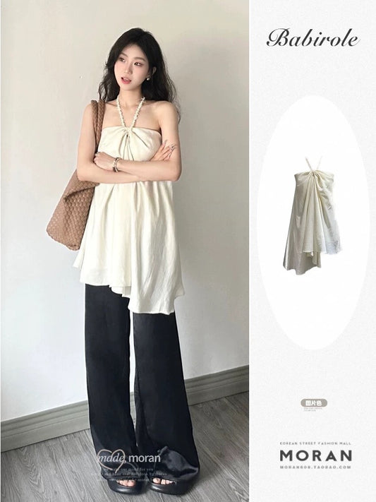Pure Desire Sweet and Spicy Style Halter Neck Camisole Women's 2025 New Summer Design Niche Irregular Sleeveless Top