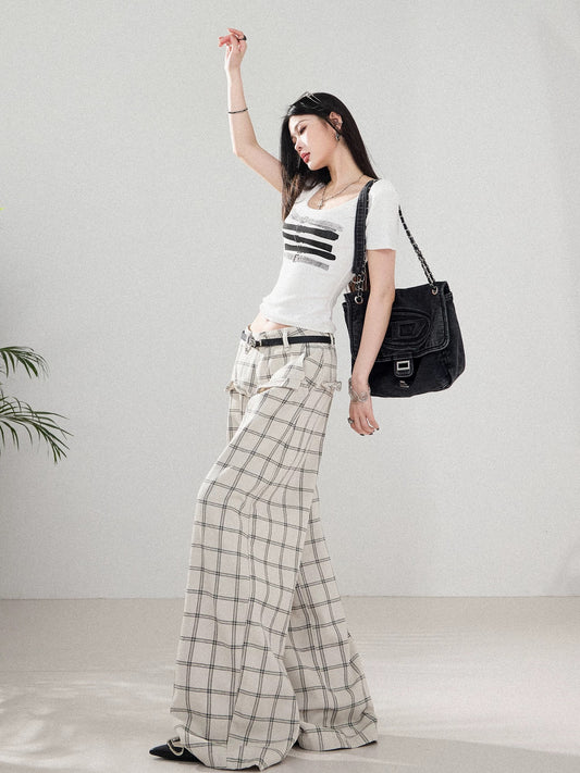 ABWLR Relaxed Plaid - Original American Relaxed Plaid Jeans, Wide Leg, Slim Fit, Versatile Pants