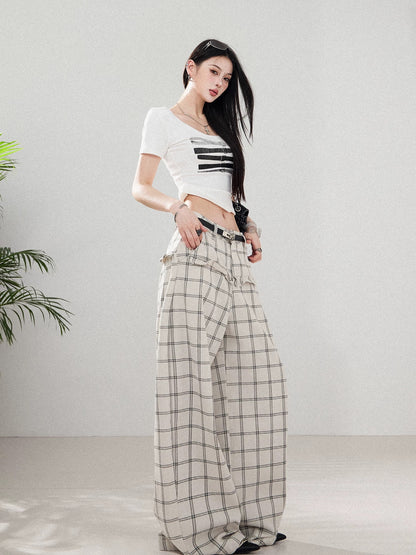 ABWLR Relaxed Plaid - Original American Relaxed Plaid Jeans, Wide Leg, Slim Fit, Versatile Pants