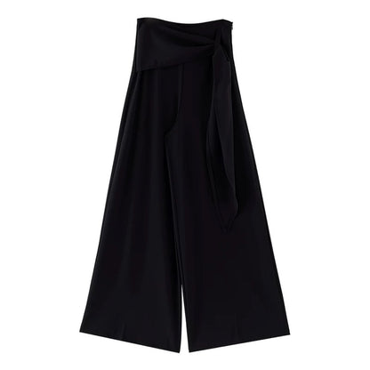 ABWLR Leisurely Stroll - Original Lazy Style Black Wide-Leg Casual Pants for Women, High-End Slimming Flowing Trousers