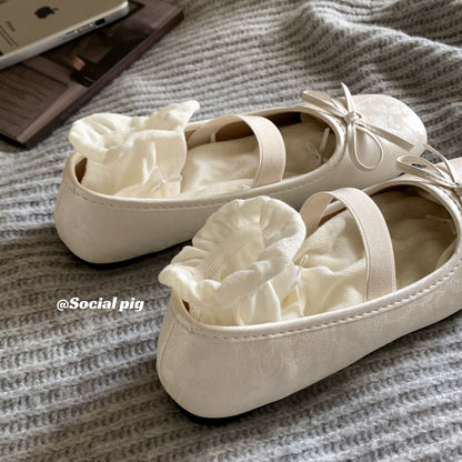 Gentle and elegant evening style! Fairy-like flat shoes for women, spring and summer ballet flats, gentle evening shoes.