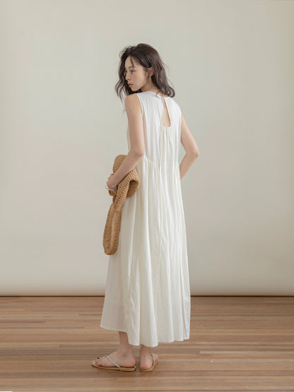 VNOOK Dress Women's Summer 2024 New Sleeveless Loose Casual High Waist French Romantic Small Fragrance Long Skirt