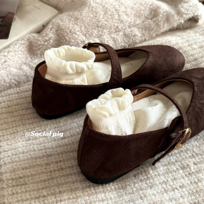 Social Pig Mori Girl Retro Matte Mary Jane Shoes Autumn Flat Strappy Women's Single Shoes