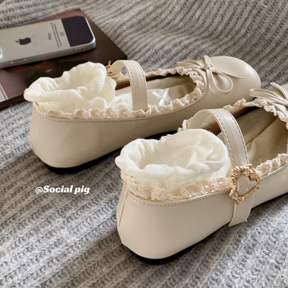 Women's low-cut single-strap flat shoes, 2025 new style, spring and autumn, Korean style ballet flat shoes, French fairy Mary Jane shoes