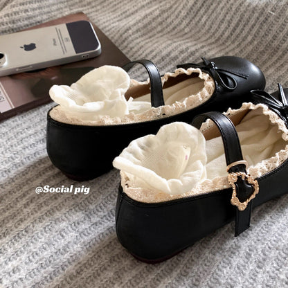Women's low-cut single-strap flat shoes, 2025 new style, spring and autumn, Korean style ballet flat shoes, French fairy Mary Jane shoes