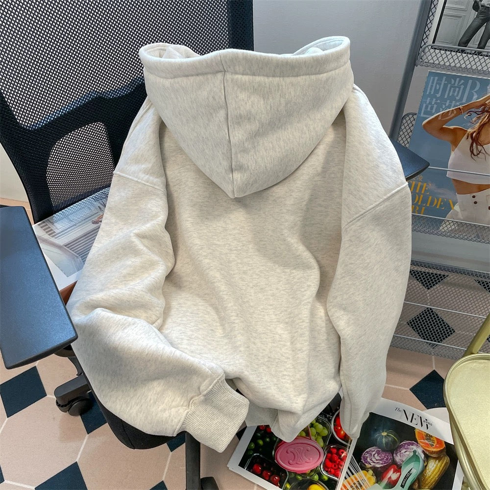 High-end and beautiful rabbit hooded sweatshirt for women in early autumn 2025 fashion, age-reducing, casual and lazy style jacket tops