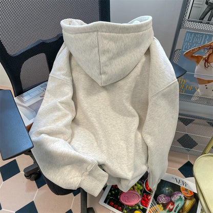 High-end and beautiful rabbit hooded sweatshirt for women in early autumn 2025 fashion, age-reducing, casual and lazy style jacket tops