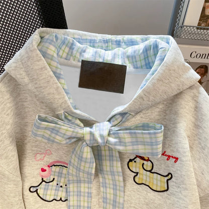 Artistic raw milk cute soft girl style sweet embroidered sweater women 2025 autumn Japanese style small hooded cardigan jacket