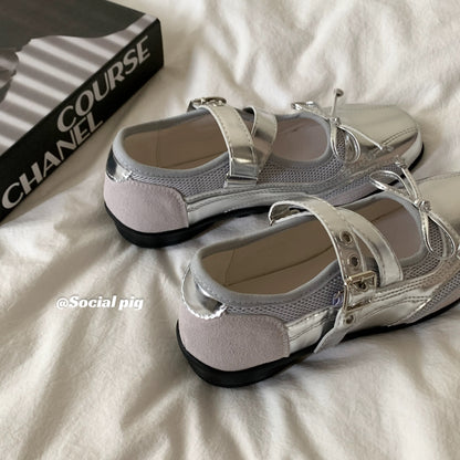 Genfecor Sporty Mary Jane Shoes, Casual and Versatile Millennial Style Platform Ballet Flats