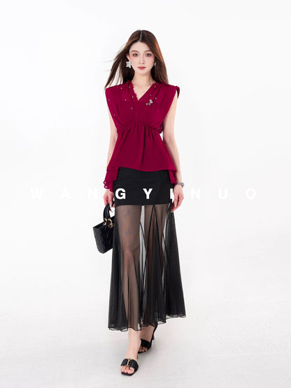 MD Yinuo [Butterfly Fairy] 2025 Summer Temperament Fashion Slim Design Fashionable Versatile Butterfly Shirt