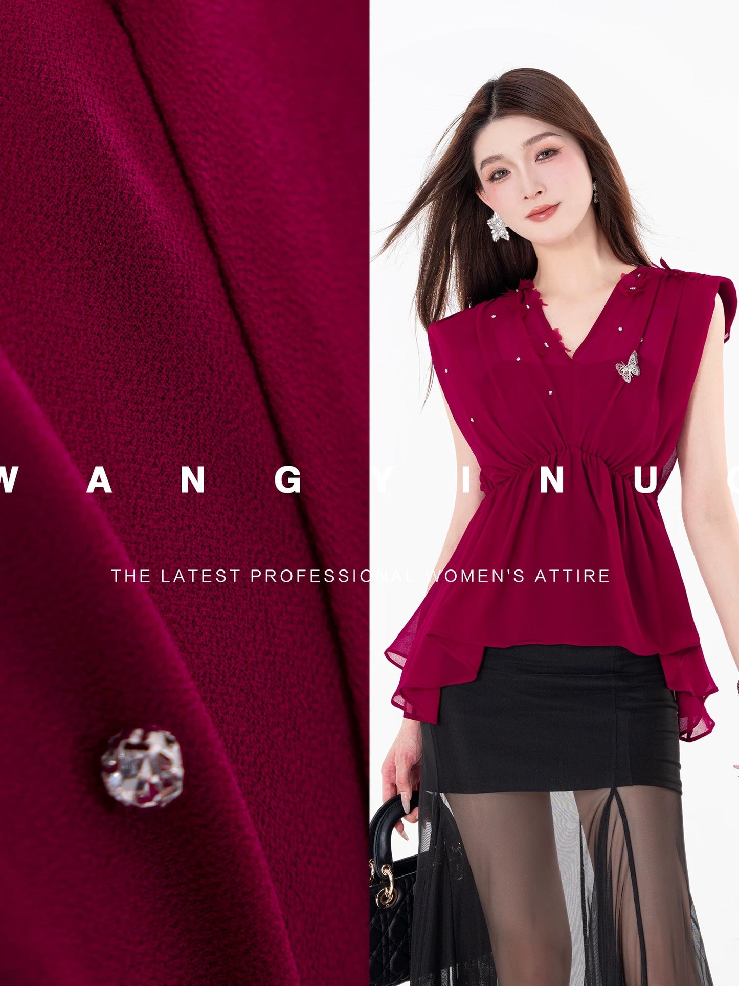 MD Yinuo [Butterfly Fairy] 2025 Summer Temperament Fashion Slim Design Fashionable Versatile Butterfly Shirt