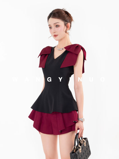 MD Yinuo [Dream Rose] 2025 Summer Old Money Style Breathable French Bowknot Slim Niche Top
