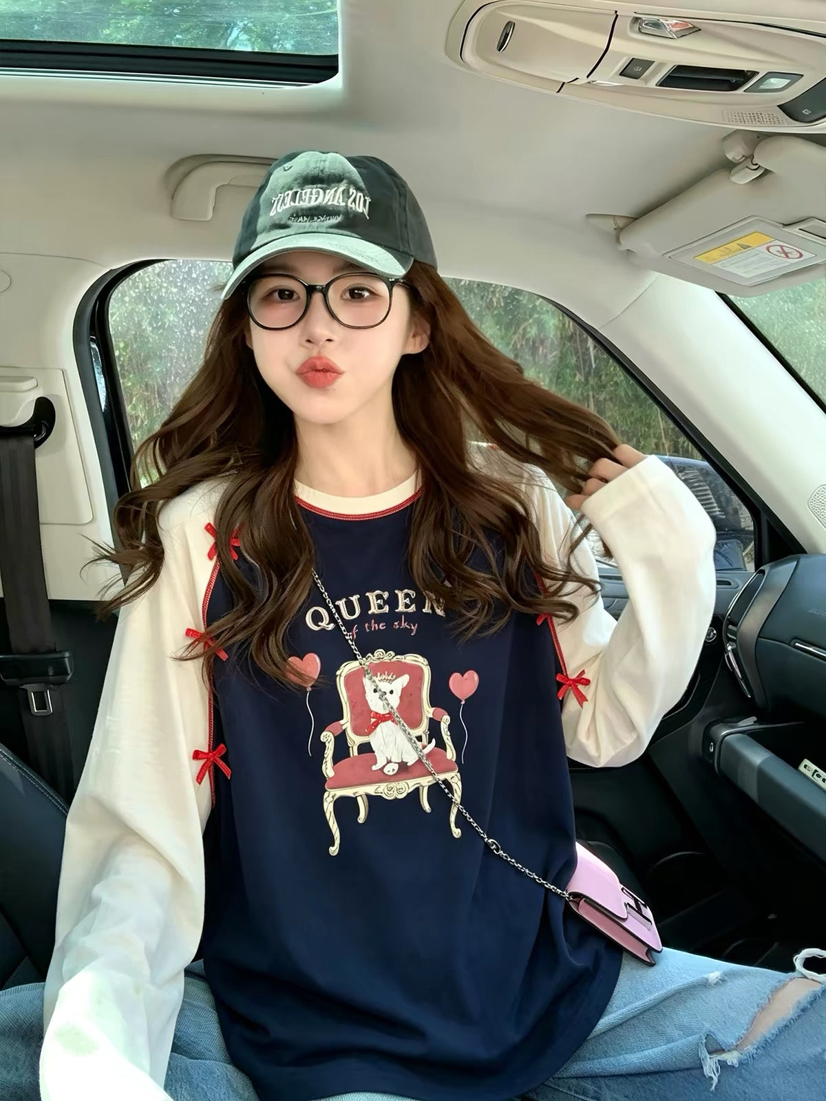 Women's Sweet Color-Block Raglan Long-Sleeve T-Shirt – New Autumn 2026 Collection: Loose, Slimming, Laid-Back Style Base Layer / Top (Trendy "Insta-Style")