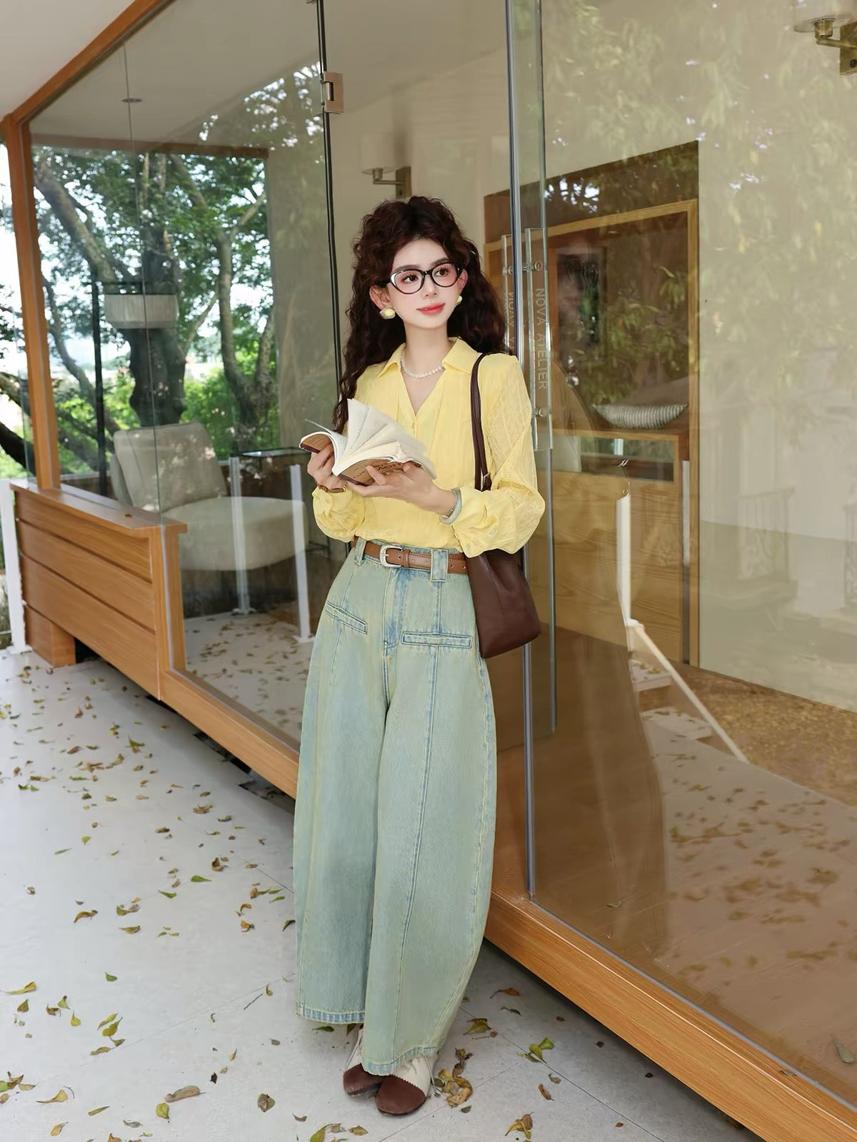 Chen Jiajie [Blues Wander] Retro High-Waisted Wide-Leg Jeans – Autumn 2026 Distressed Wash Loose-Fit Trousers
