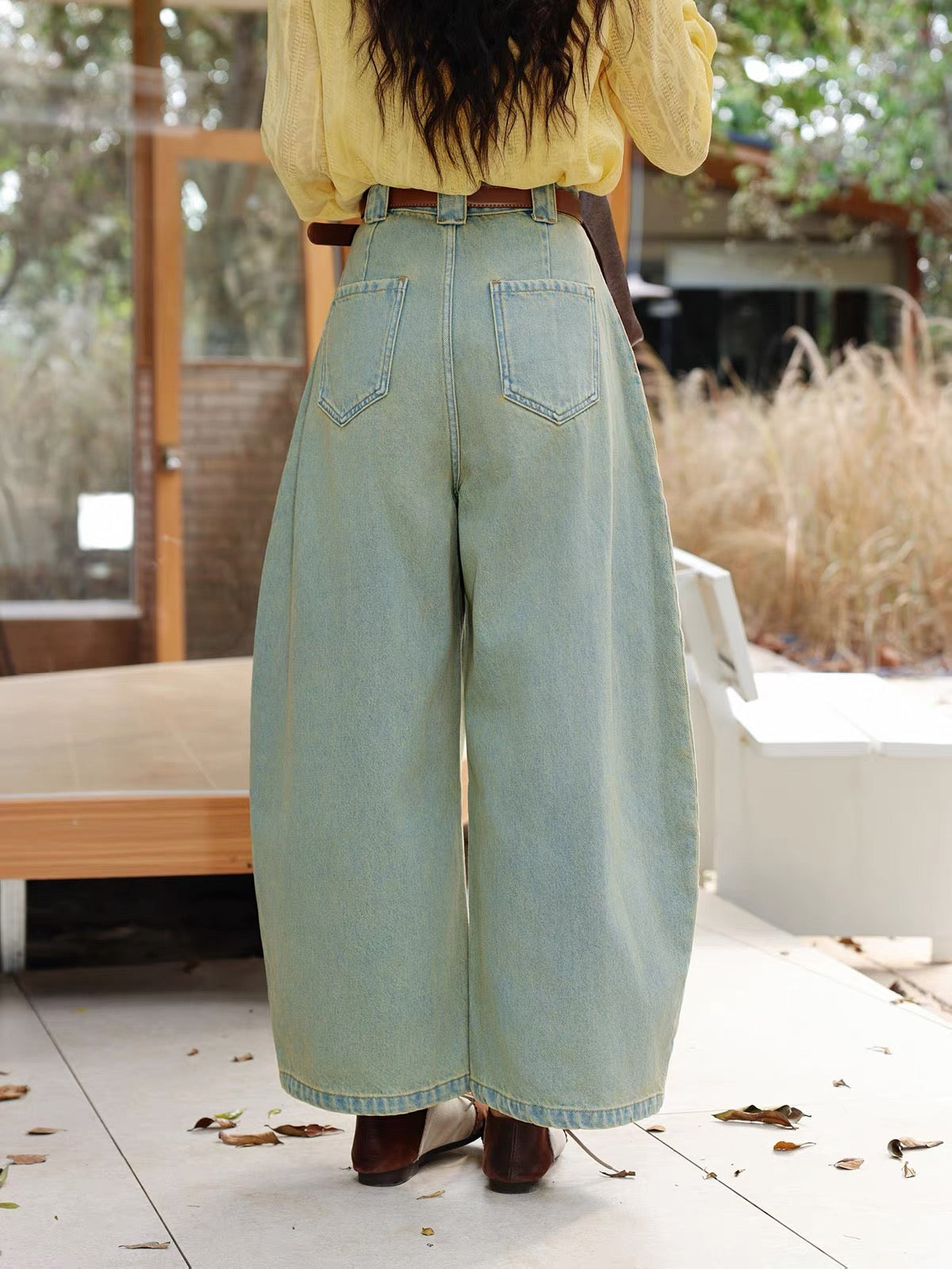 Chen Jiajie [Blues Wander] Retro High-Waisted Wide-Leg Jeans – Autumn 2026 Distressed Wash Loose-Fit Trousers