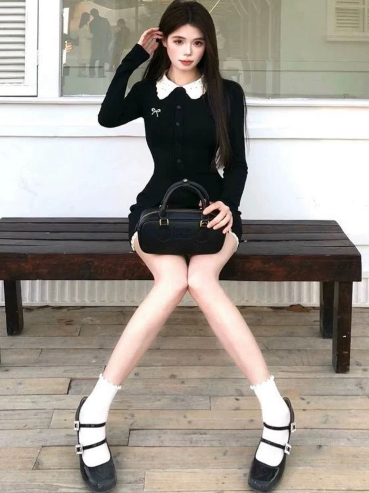 Pure lust hot girl knitted dress sub-suit with a niche design, a niche patchwork top and a short skirt, a complete set for spring wear