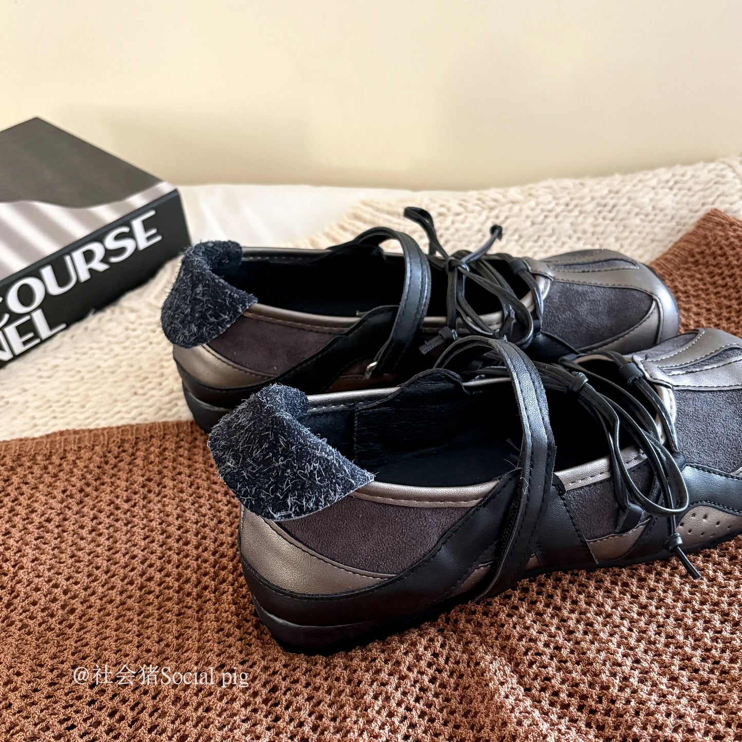Social Pig French Square Toe Mary Jane Shoes Women's Shoes Spring and Autumn Matching Skirts Bow Ballet Flats