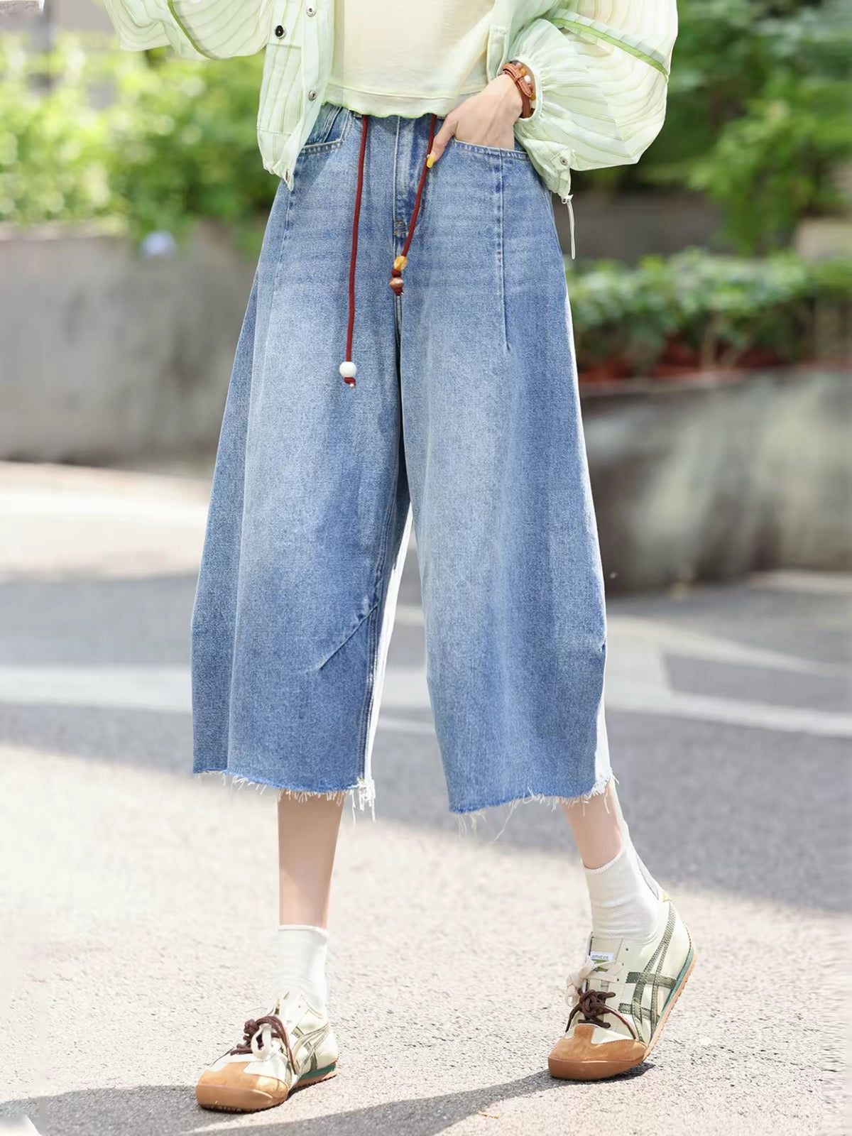 Chen Jiajie "Moonlight Like Silk" – New 2026 Women's Summer High-Waisted, Loose-Fit, Slimming Cropped Wide-Leg Jeans