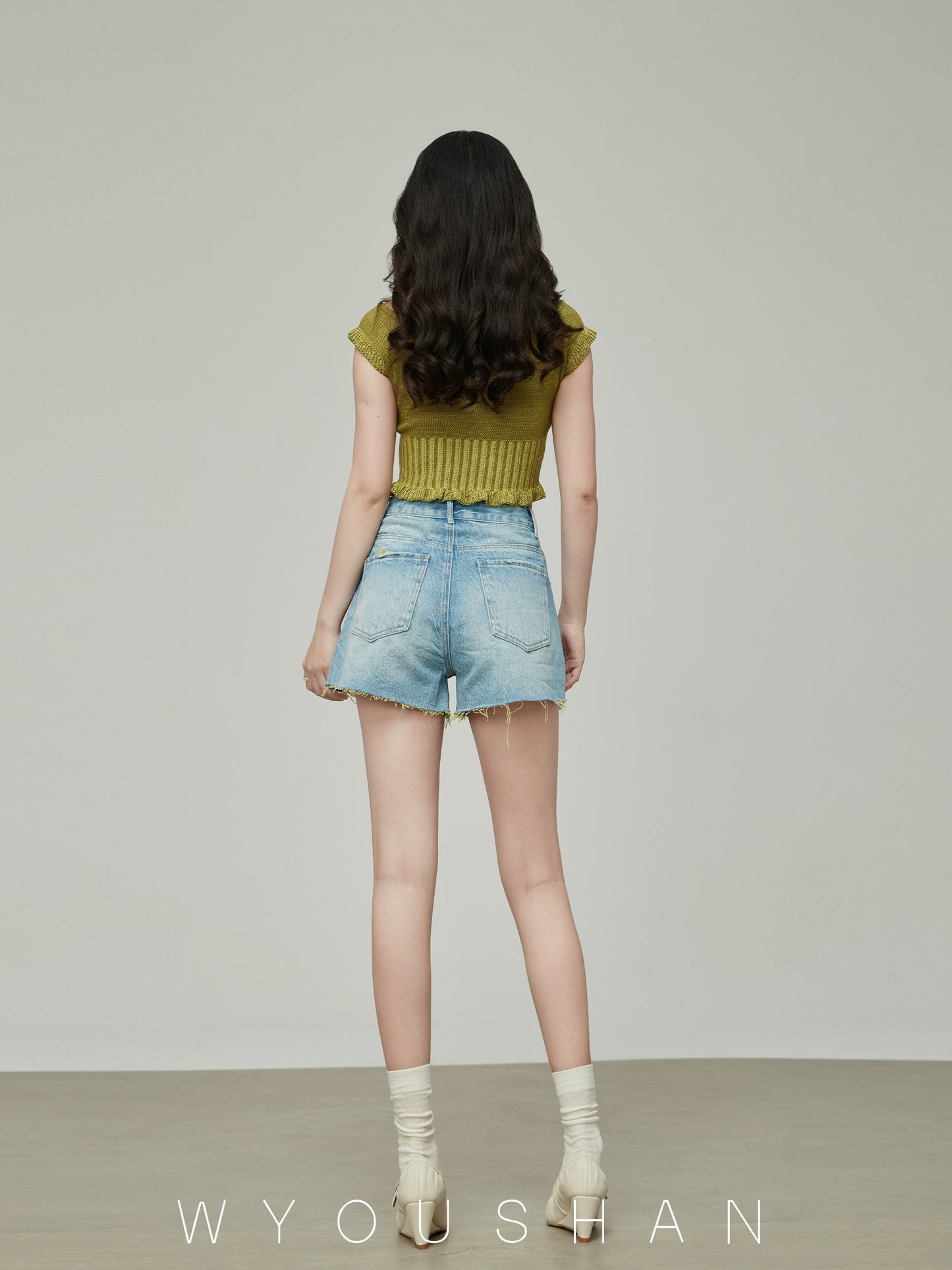 051 Wang Youshan denim shorts women's loose summer high-waisted hot pants new 2024 thin slimming a-line pants