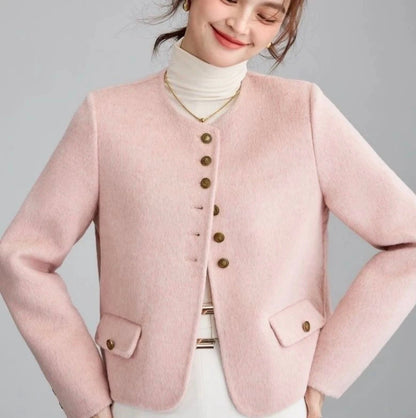 2024 new high-end double-sided cashmere coat, feminine loose short double-sided woolen coat