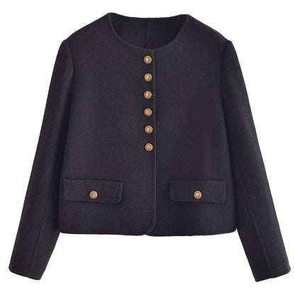 2024 new high-end double-sided cashmere coat, feminine loose short double-sided woolen coat