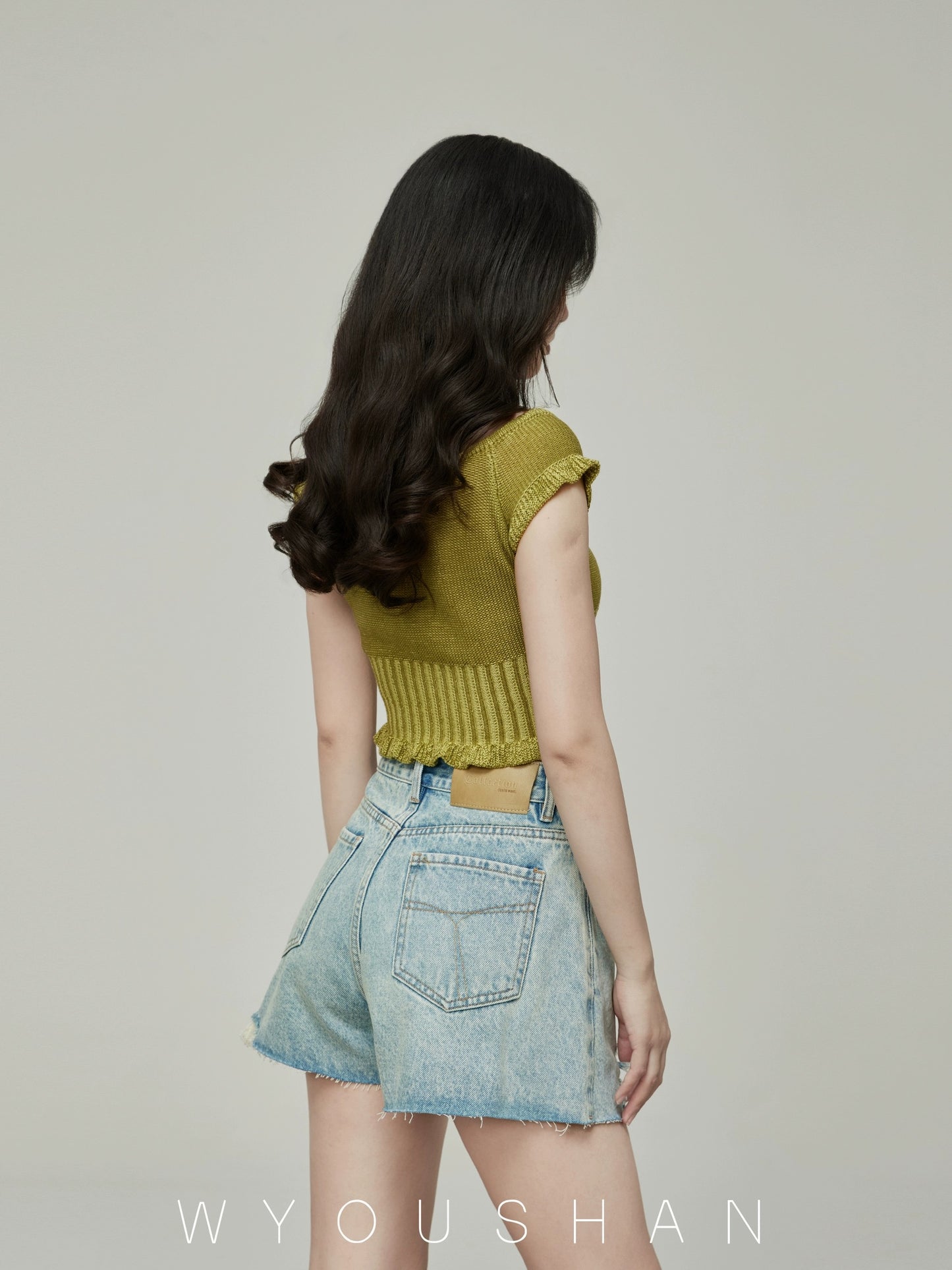 056 Wang Youshan ripped denim shorts women's loose summer high waist hot pants new 2024 thin a-line pants