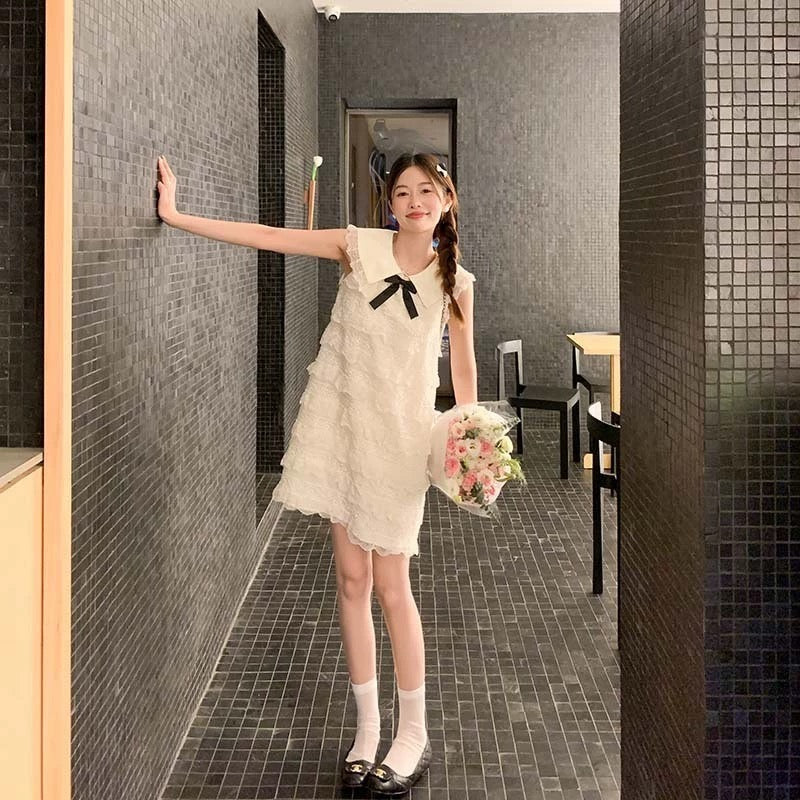 Zeng Xiaoxian playful little daughter doll collar small fragrant dress female new small sweet sleeveless cake dress