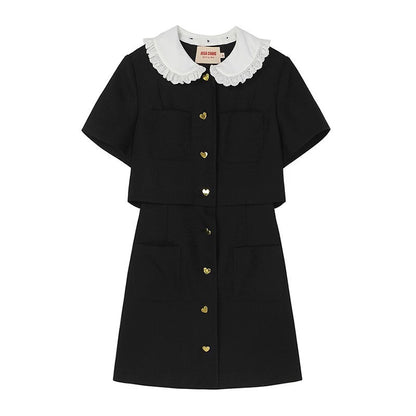 VEGA CHANG fake two-piece dress for women 2024 summer new high-end small French slim skirt