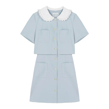 VEGA CHANG fake two-piece dress for women 2024 summer new high-end small French slim skirt