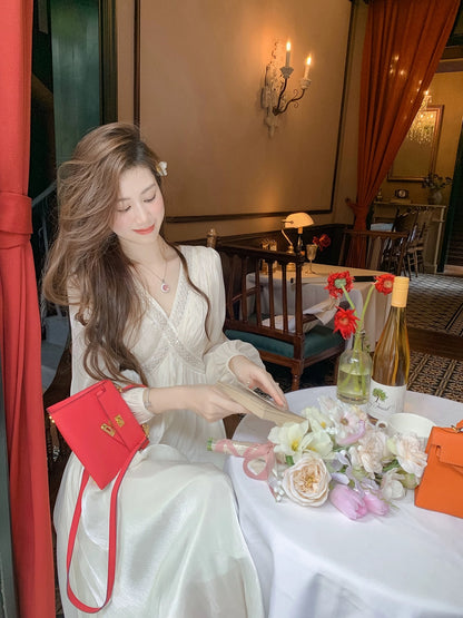 Fish Rabbit French Small Fragrance Dress Women's 2024 Spring and Summer New High-end Fairy White Chiffon Inner Skirt
