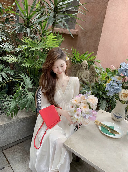 Fish Rabbit French Small Fragrance Dress Women's 2024 Spring and Summer New High-end Fairy White Chiffon Inner Skirt