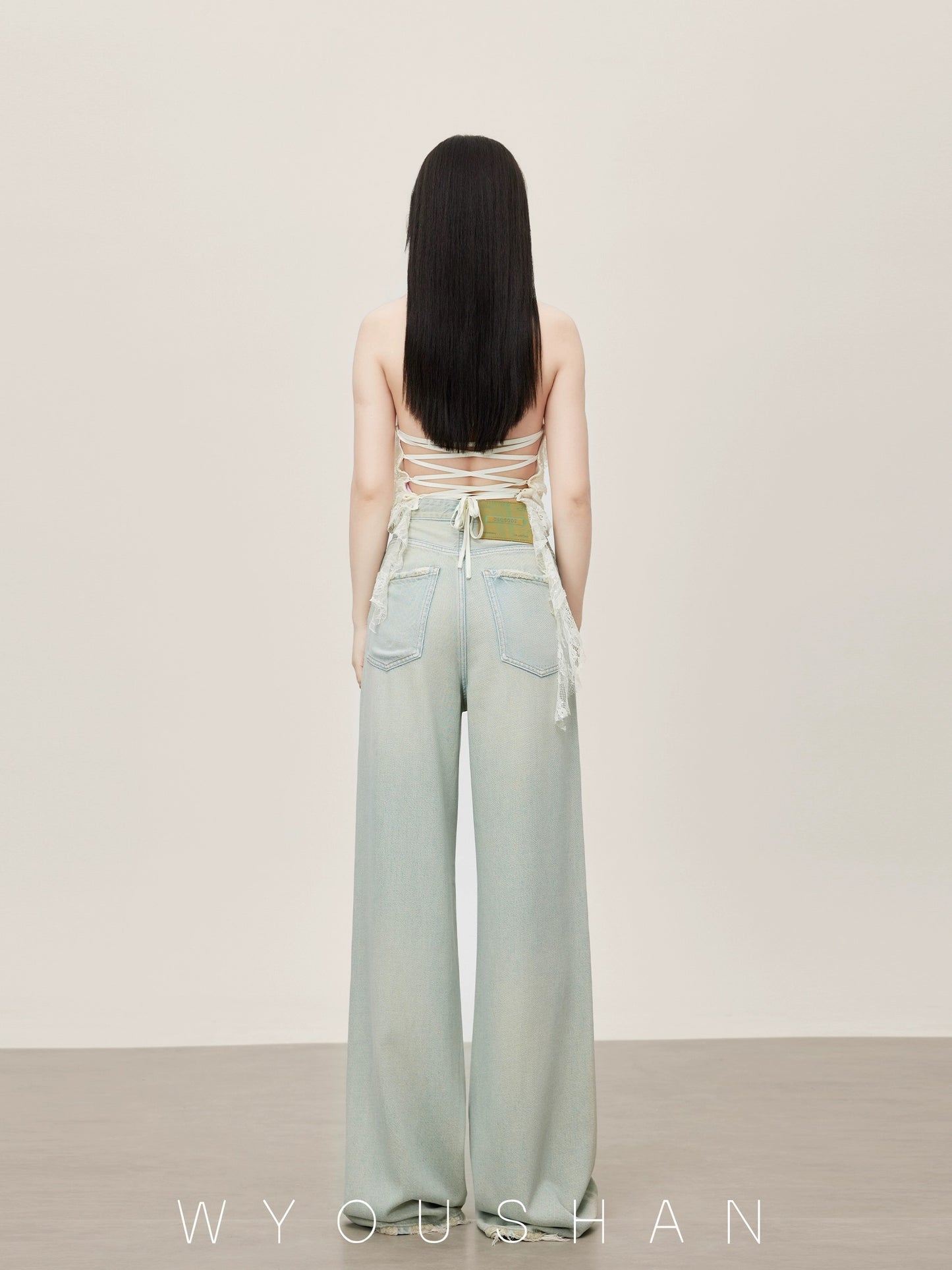 5302 Wang Youshan wide leg jeans women's high waist new style 2024 summer thin straight trousers loose pants