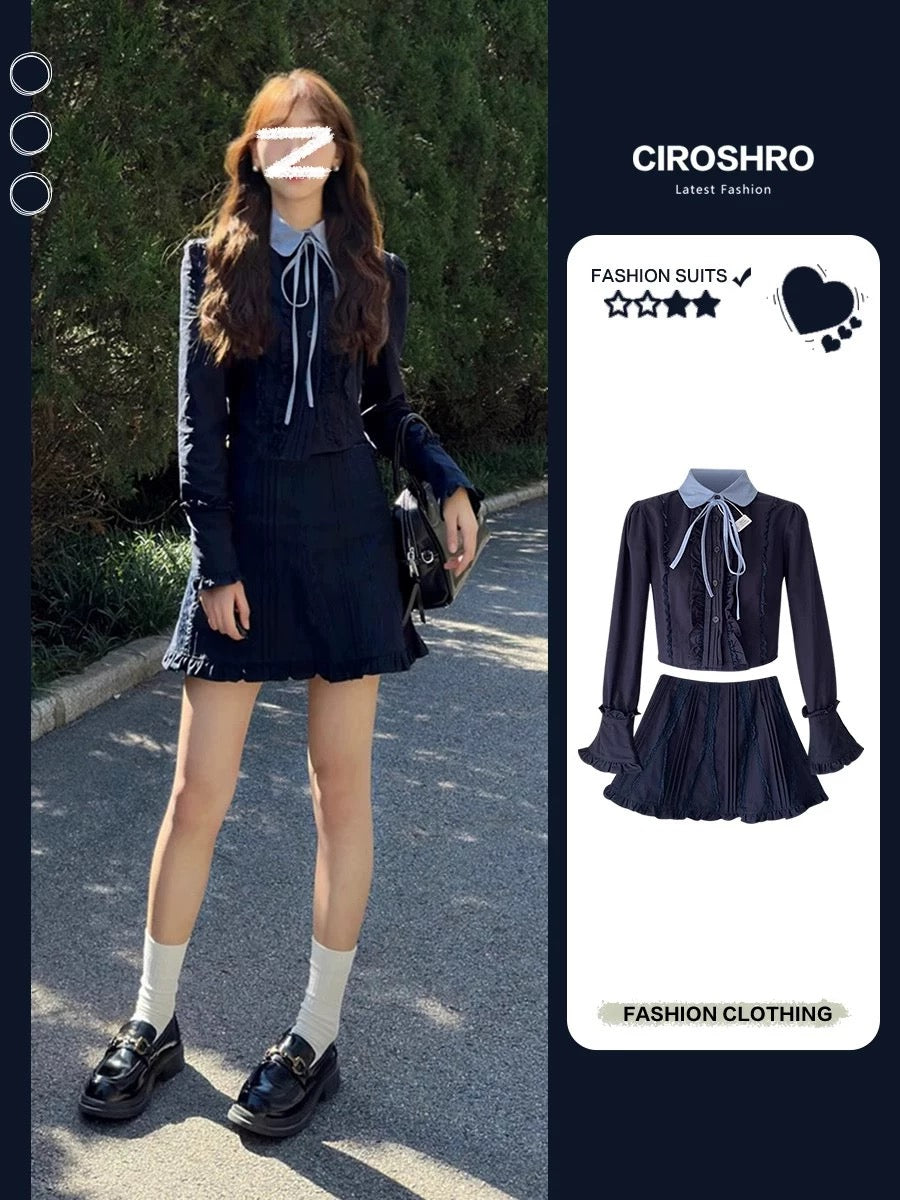 2024 Early Autumn New Suit College Small Fragrance Style Skirt Tea Style Korean Drama Wear Autumn Outfits Matching a Complete Set of Fashion