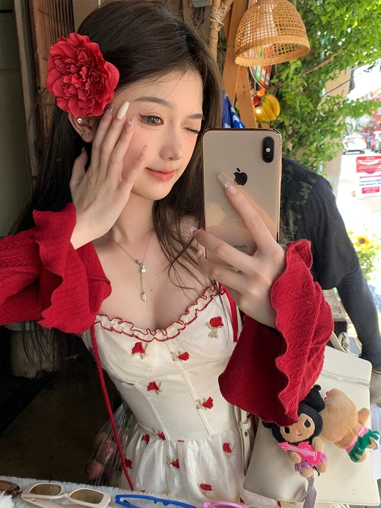 Acaine waist suspender dress women's summer slim a-line skirt French niche temperament petite skirt