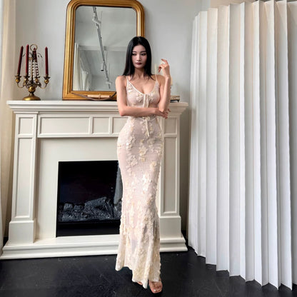 【JINGGUO Luxury】Niche Design French Sequined Slip Dress, High-End Evening Gown 7494