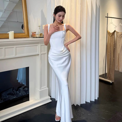 【JINGGUO Luxury】Niche Design French-Style Herringbone Waist-Cinching Slimming Mermaid Dress 7605