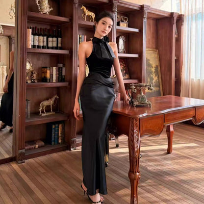 【JINGGUO Luxury】Niche Design Slim Fit Velvet Skirt and Top Set 7601
