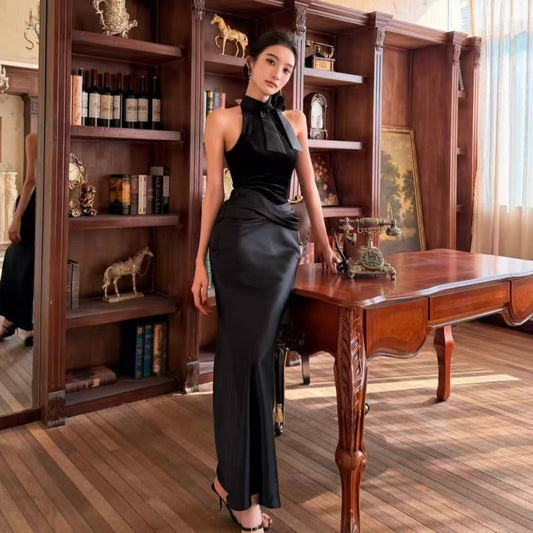 【JINGGUO Luxury】Niche Design Slim Fit Velvet Skirt and Top Set 7601