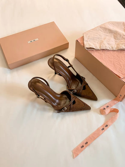 Jianghou 2026 New Women's Sandals: French-style pointed-toe stilettos designed to add height for petite women—closed-toe summer style.