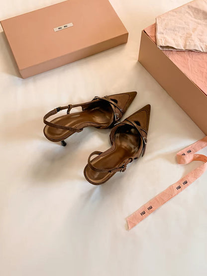 Jianghou 2026 New Women's Sandals: French-style pointed-toe stilettos designed to add height for petite women—closed-toe summer style.