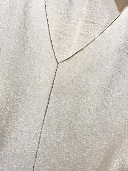 2024 new style temperament slim V-neck beaded embossed solid color pullover chiffon shirt female summer thin top