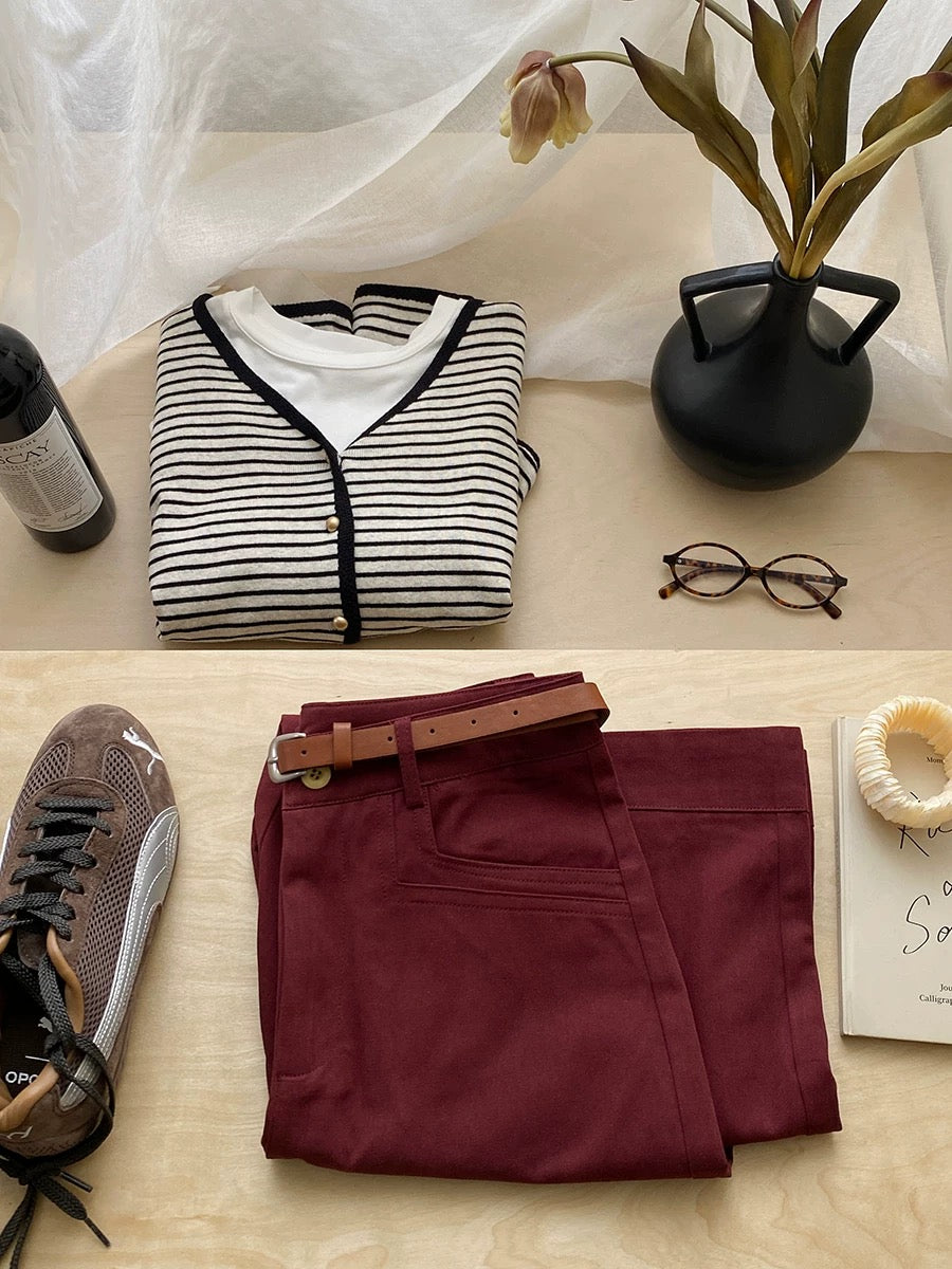 Word-of-mouth trousers ~ High-end lyocell washed cotton straight wide-leg pants for women autumn high-waisted nine-point casual pants for small people